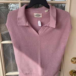 Weatherproof Vintage Pink Knit Polo Sweater Size Small
